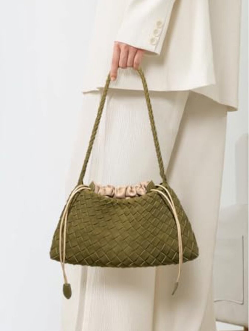 Suede Hobo Bag PU Leather Drawstring Shoulder Purse Tote Handbag - Picture 5 of 7